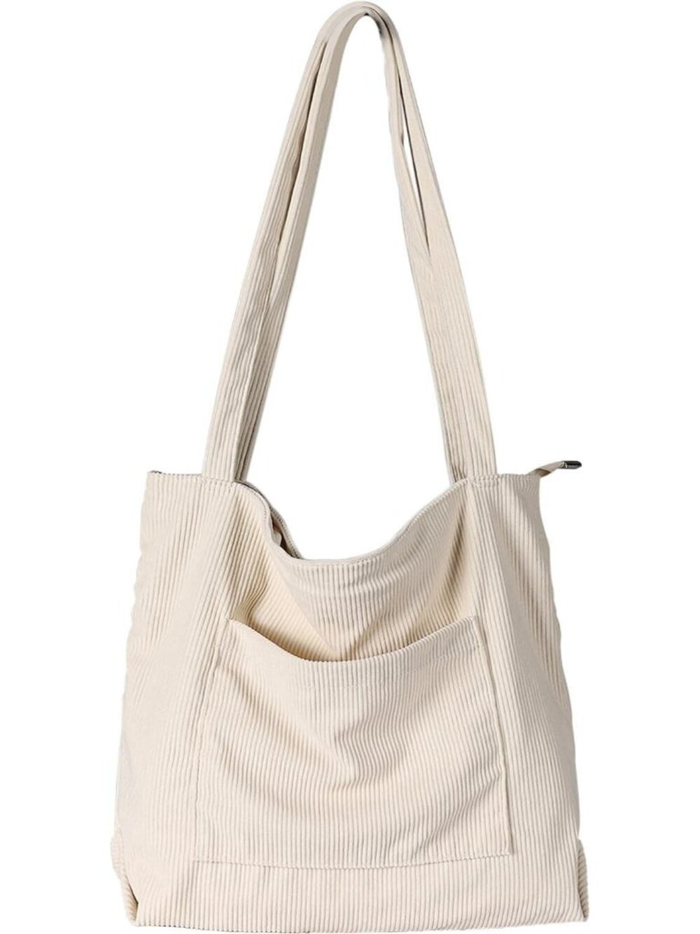 Women's Beige Corduroy Large Shoulder Hobo Bags Casual Big Capacity Tote Bag